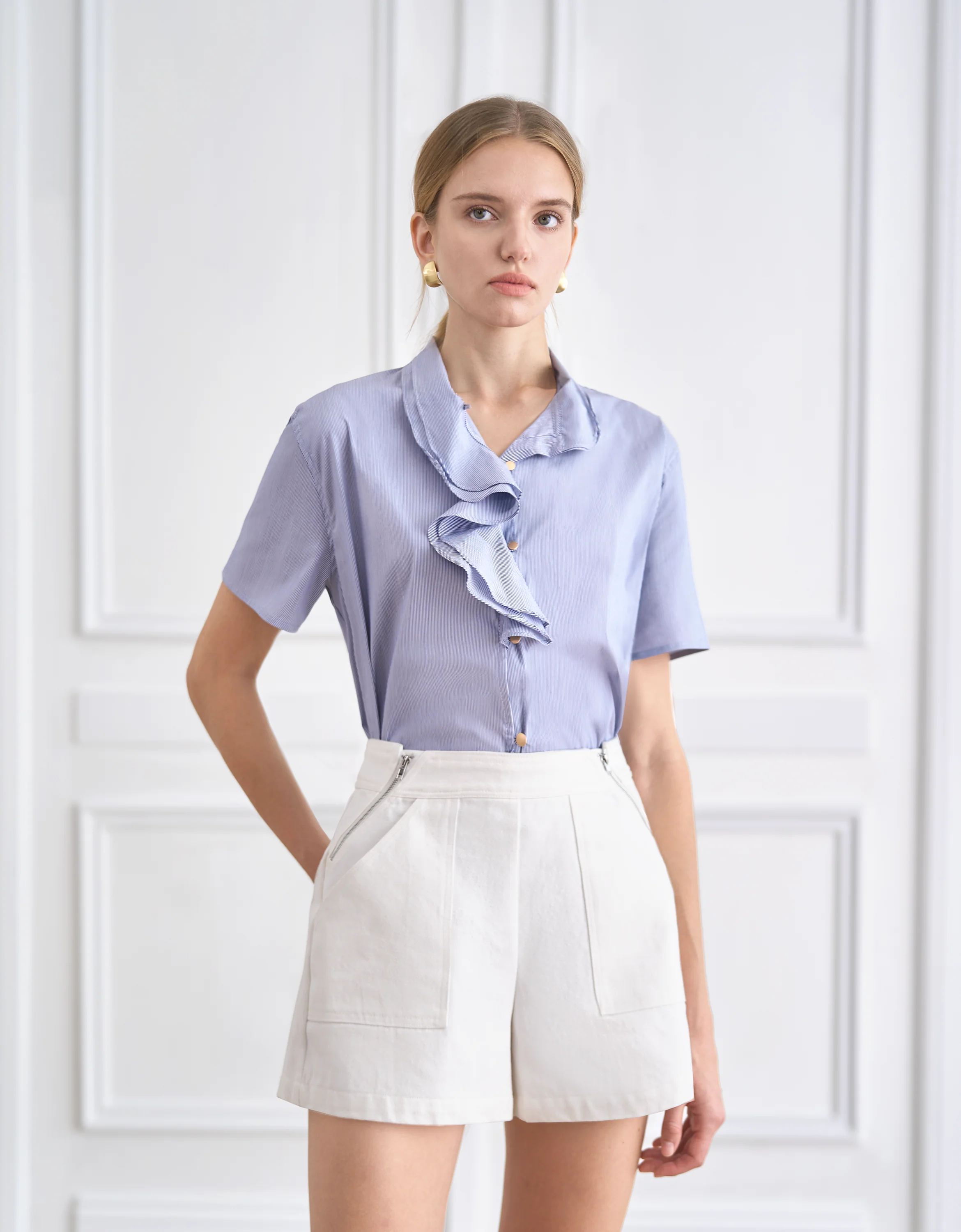 Ruffled Detail Short Sleeve Shirt - Image 4