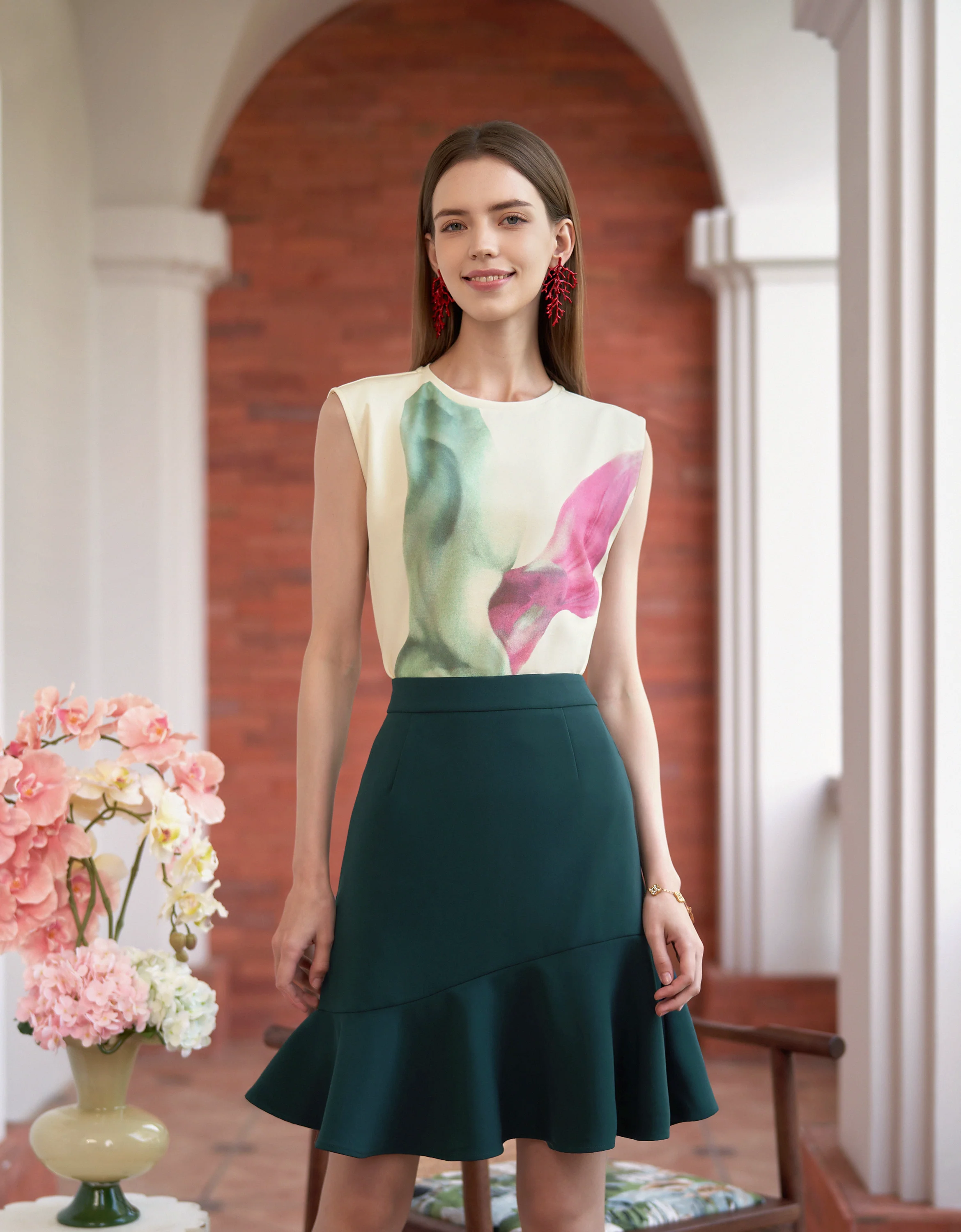 Ruffled Hem A-line Skirt - Image 12