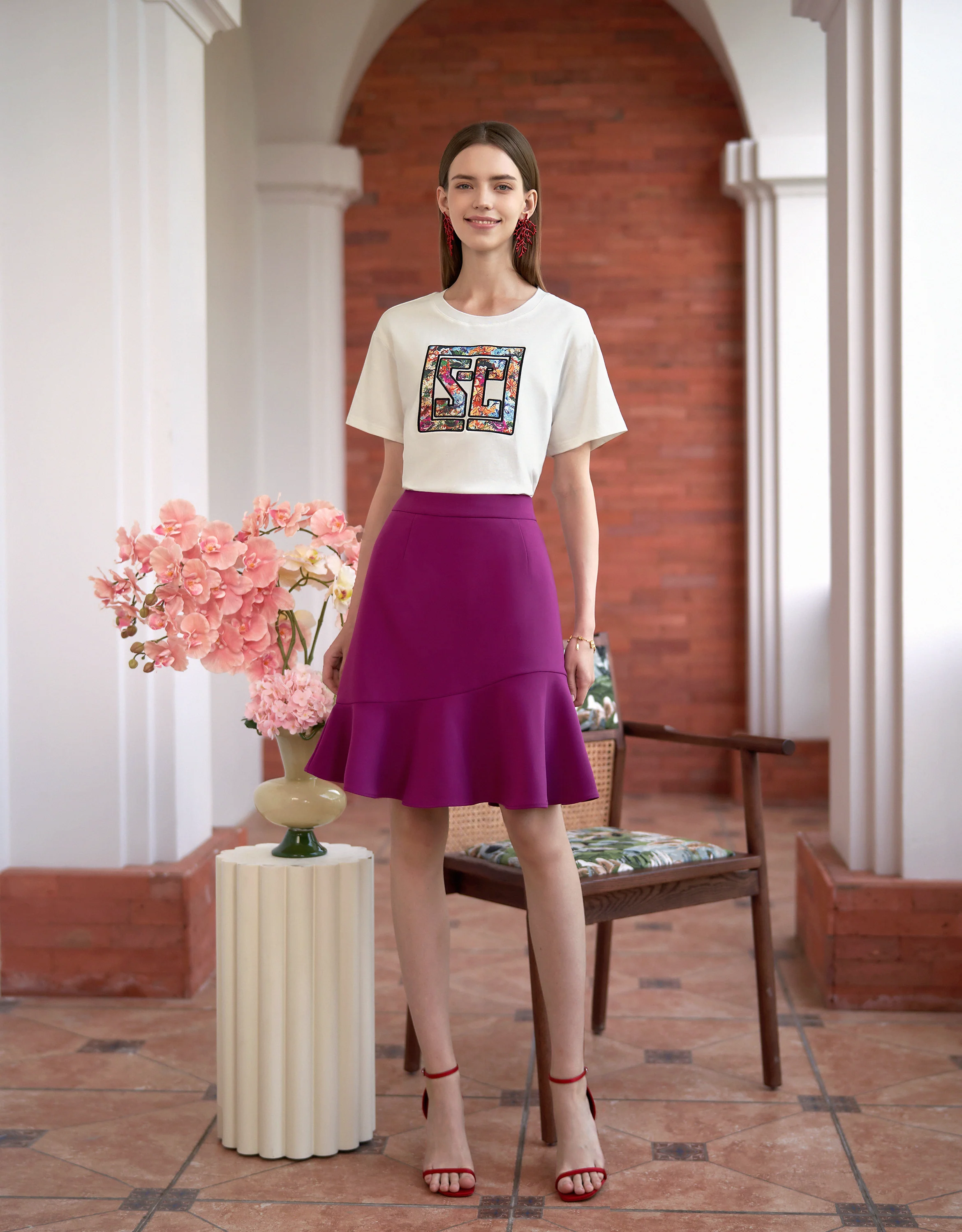 Ruffled Hem A-line Skirt - Image 2