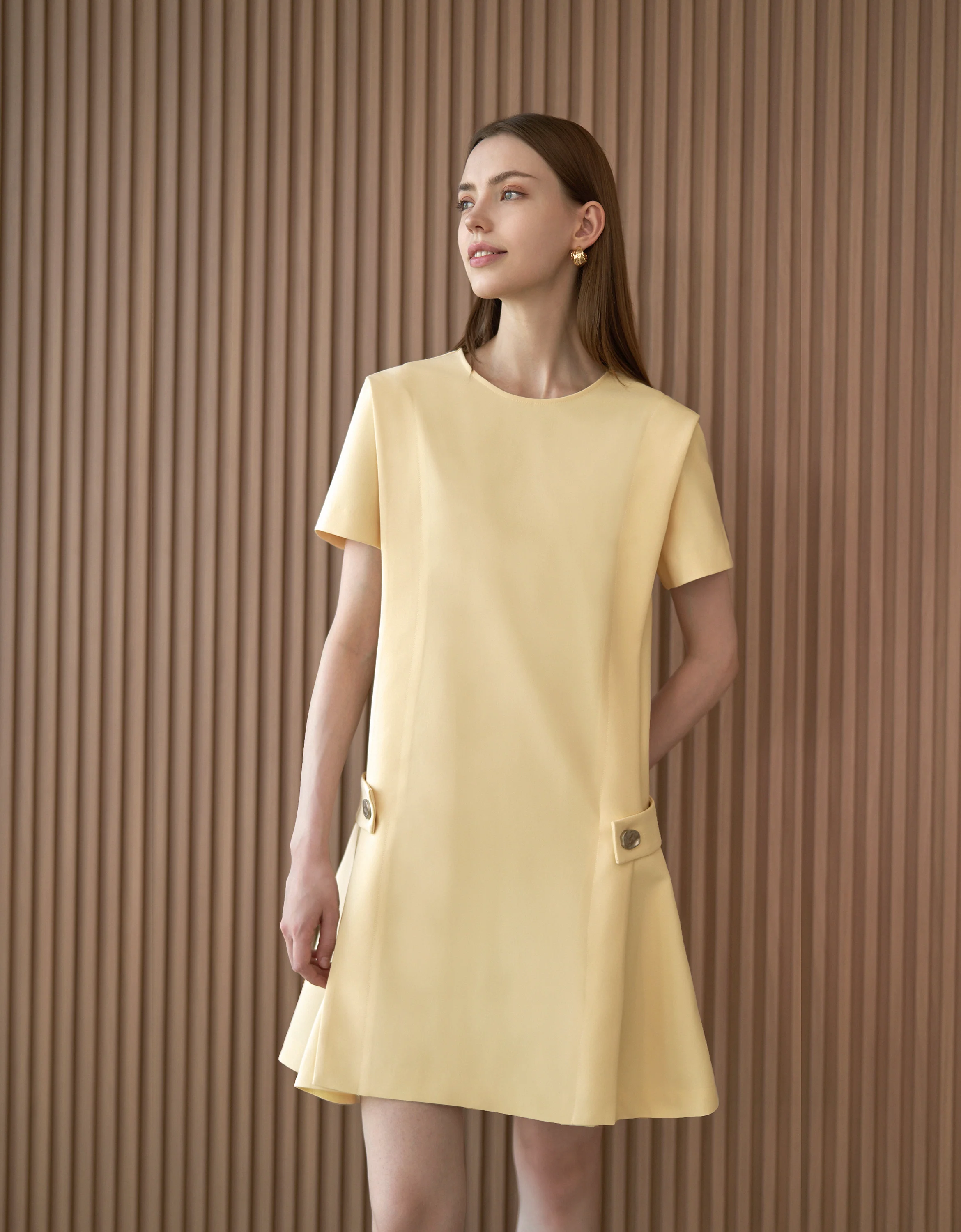 Short Sleeve Buttoned Side Dress - Image 12