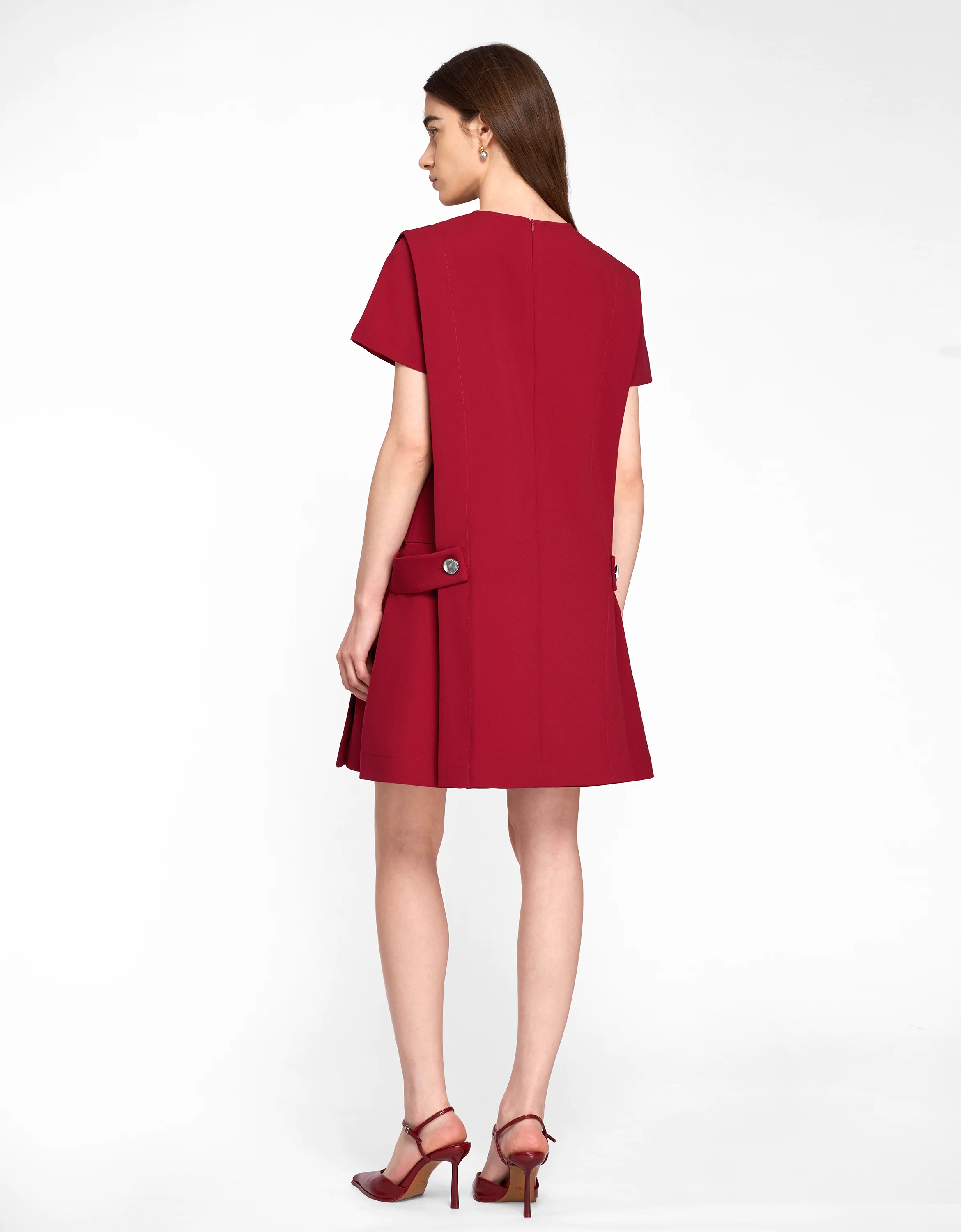 Short Sleeve Buttoned Side Dress - Image 31