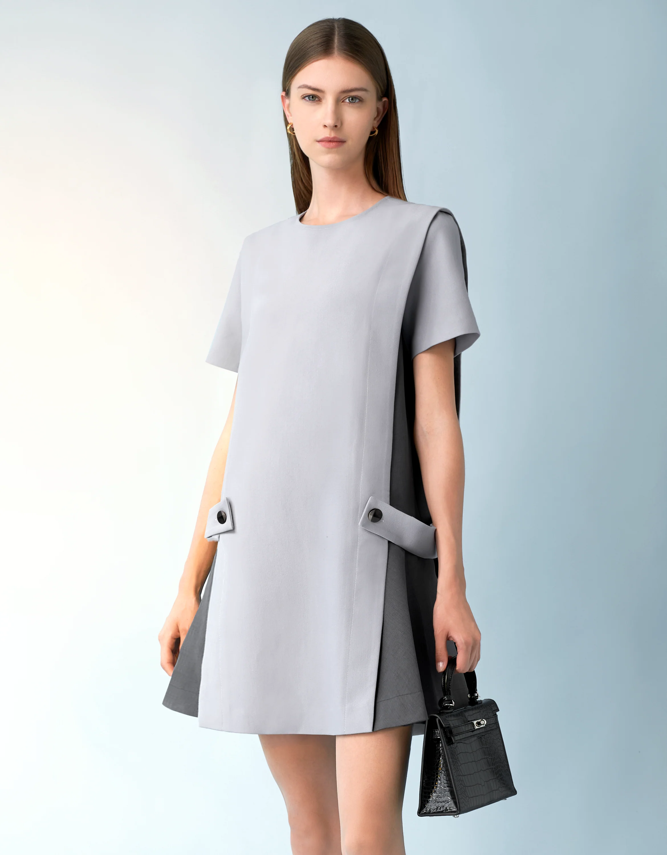 Short Sleeve Buttoned Side Dress - Image 35