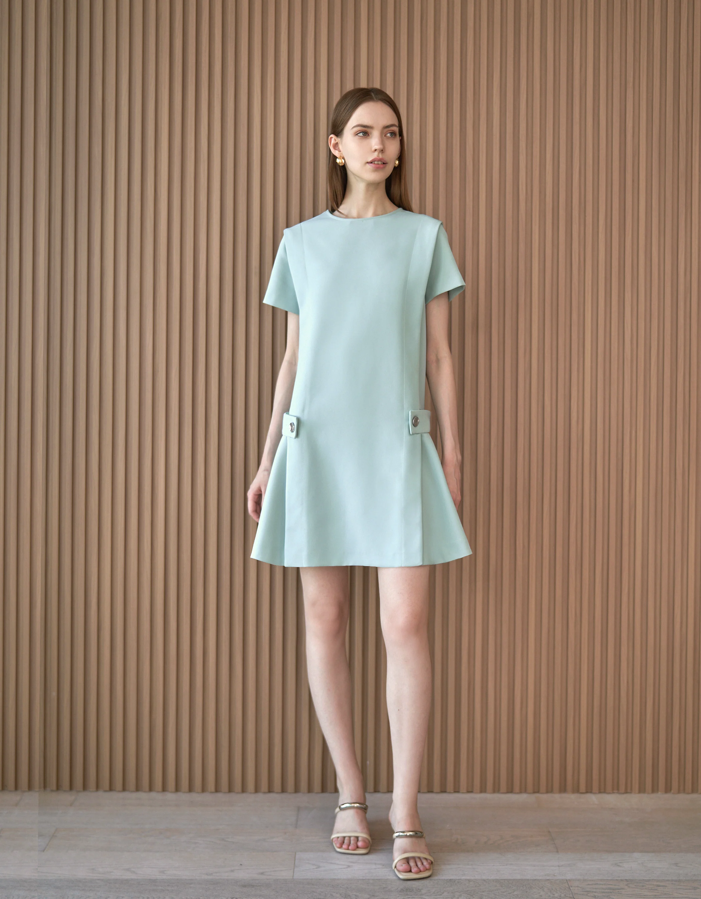 Short Sleeve Buttoned Side Dress - Image 38
