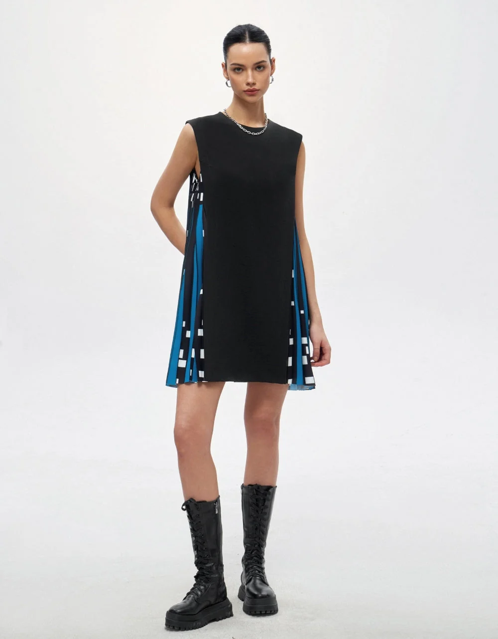 Side Printed Pleated Shift Dress - Image 112
