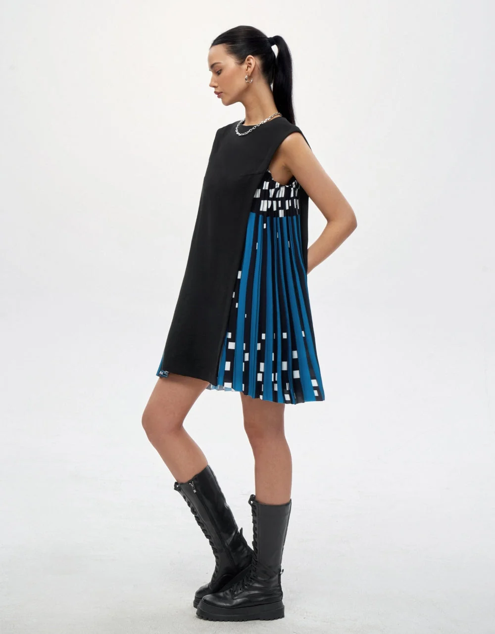 Side Printed Pleated Shift Dress - Image 113