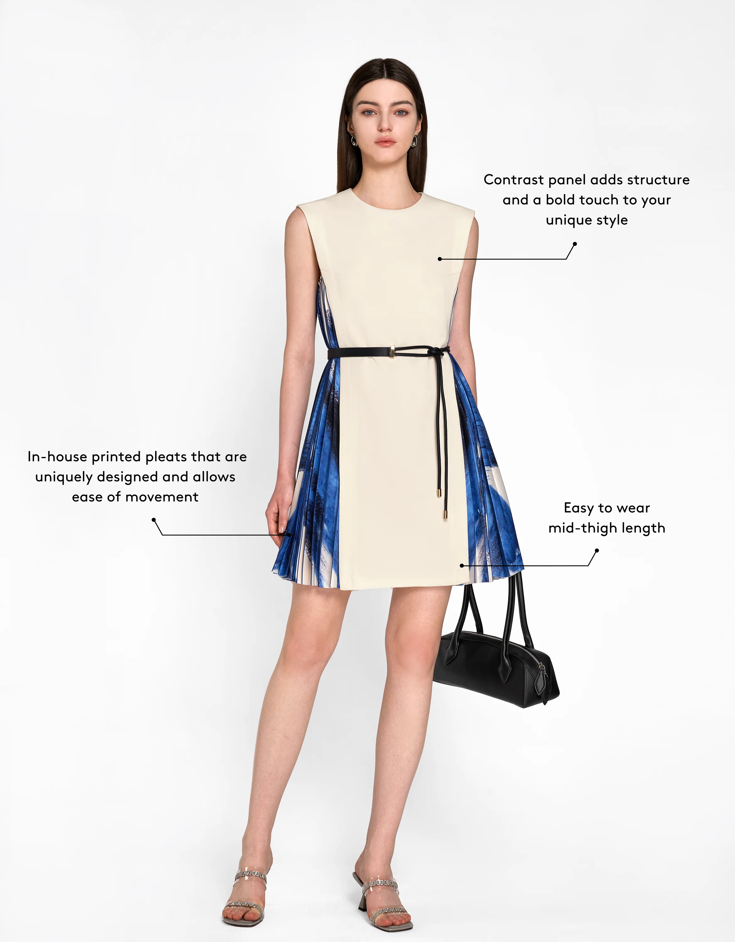 Side Printed Pleated Shift Dress - Image 53