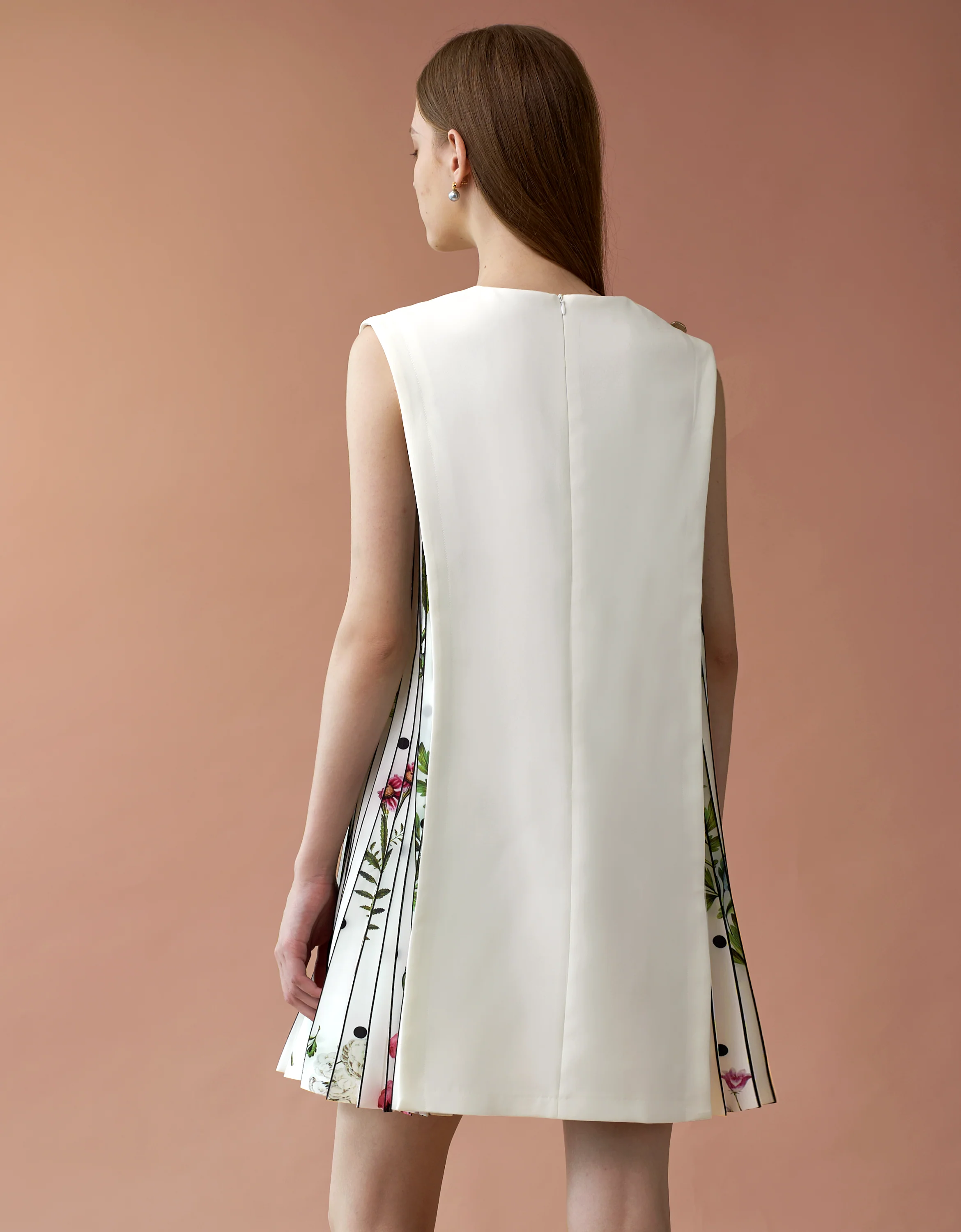 Side Printed Pleated Shift Dress - Image 86