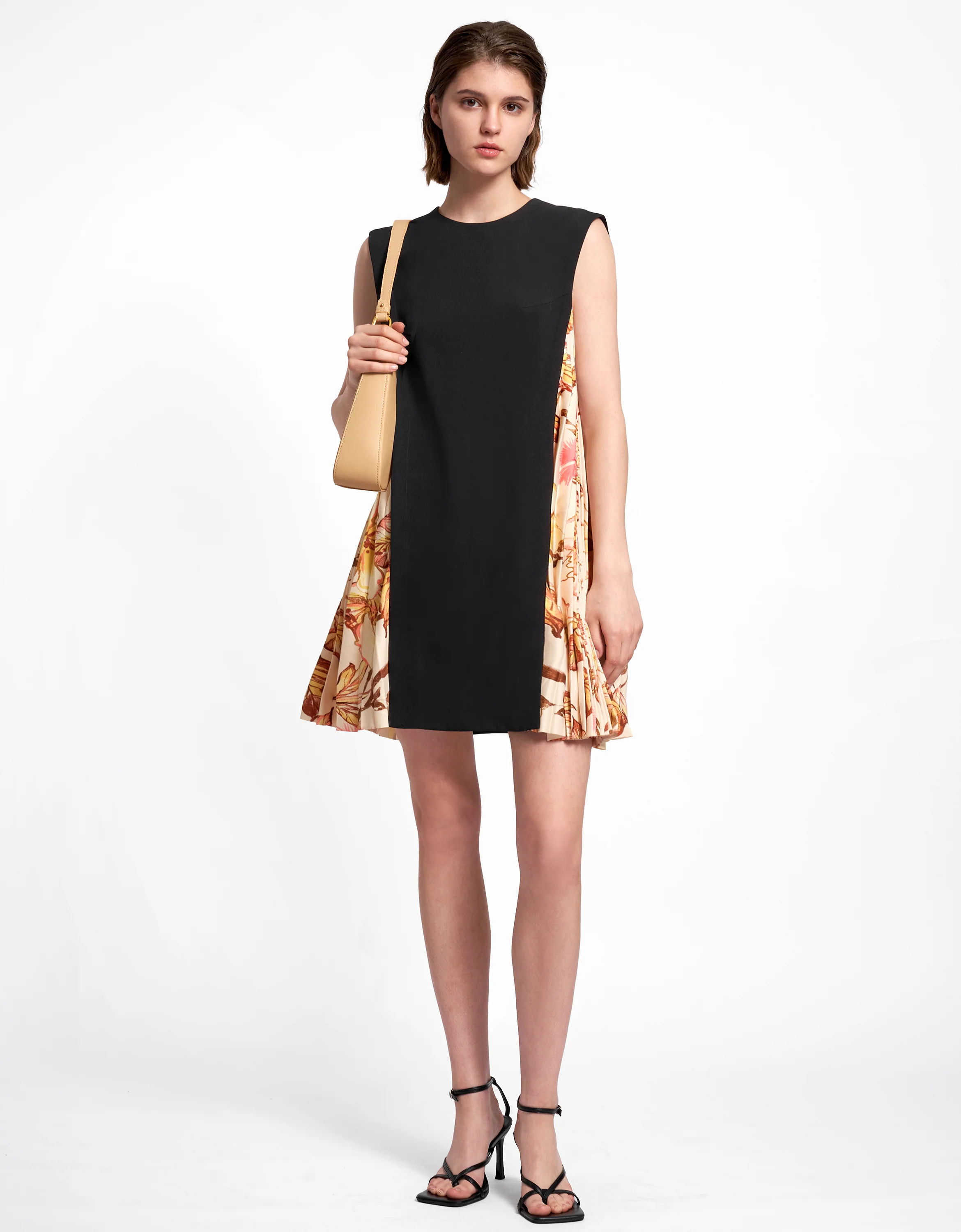 Side Printed Pleated Shift Dress - Image 95