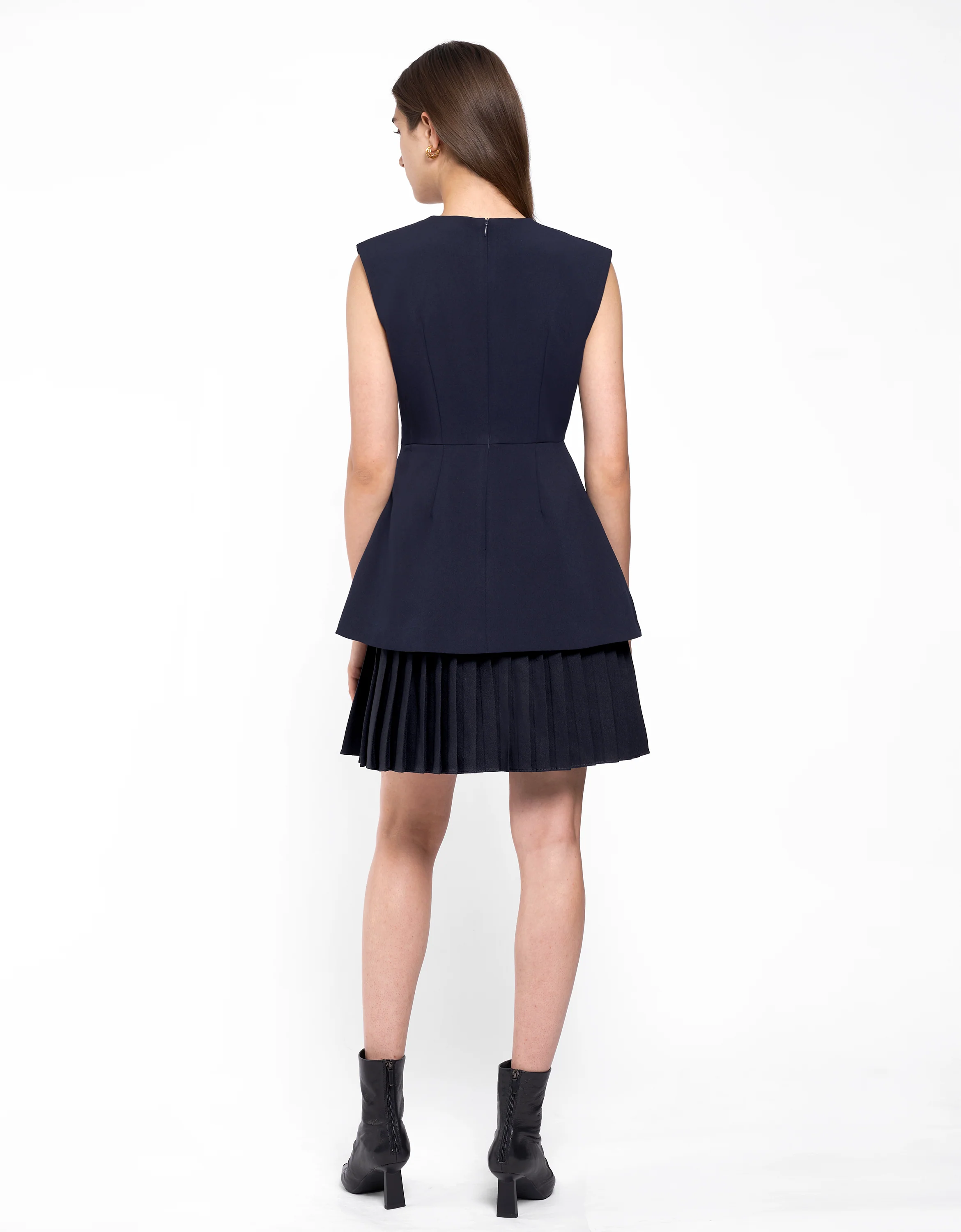 Side Slit Contrast Pleated Hem Dress - Image 12