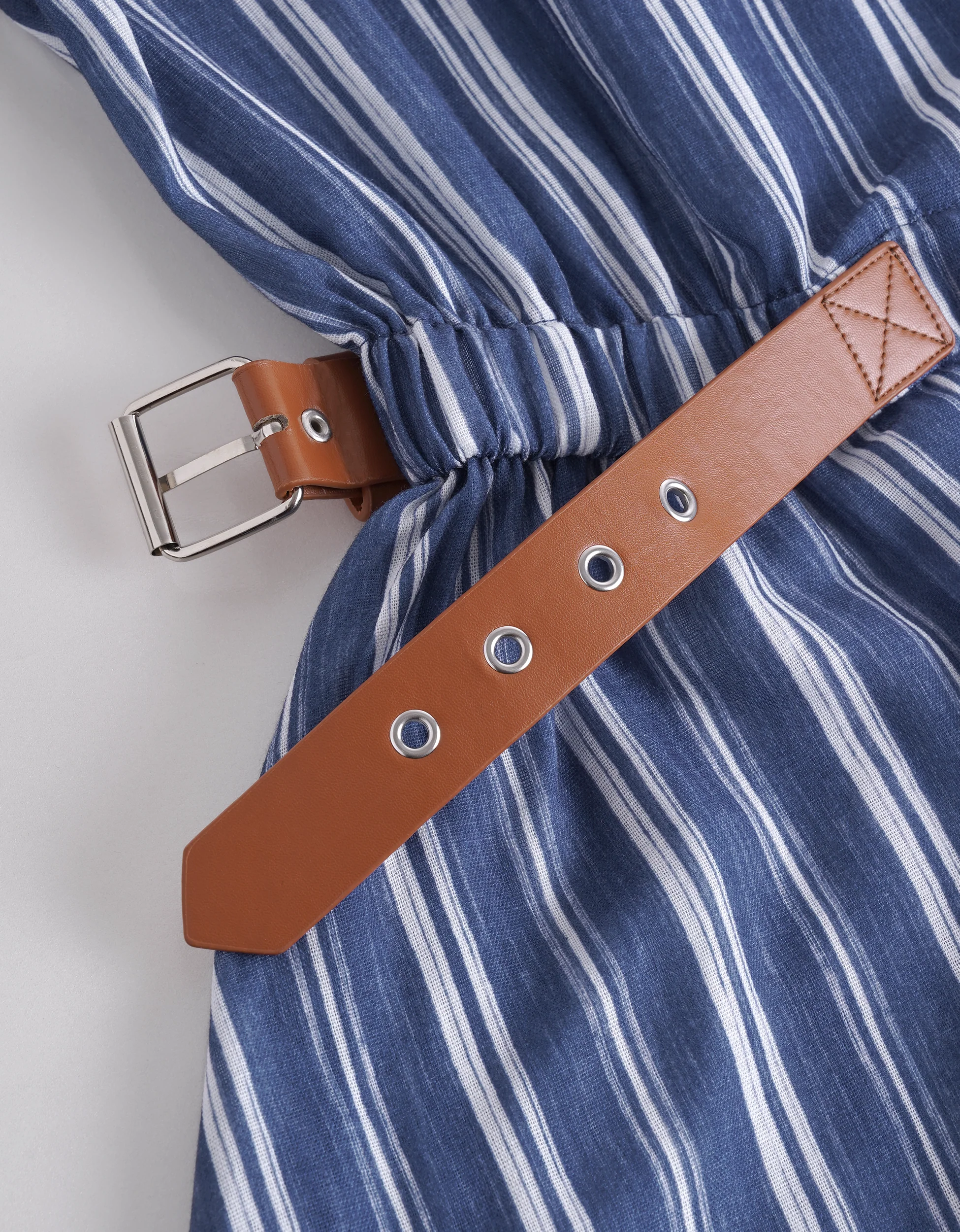Sleeveless Striped Midi Shirt Dress - Image 8