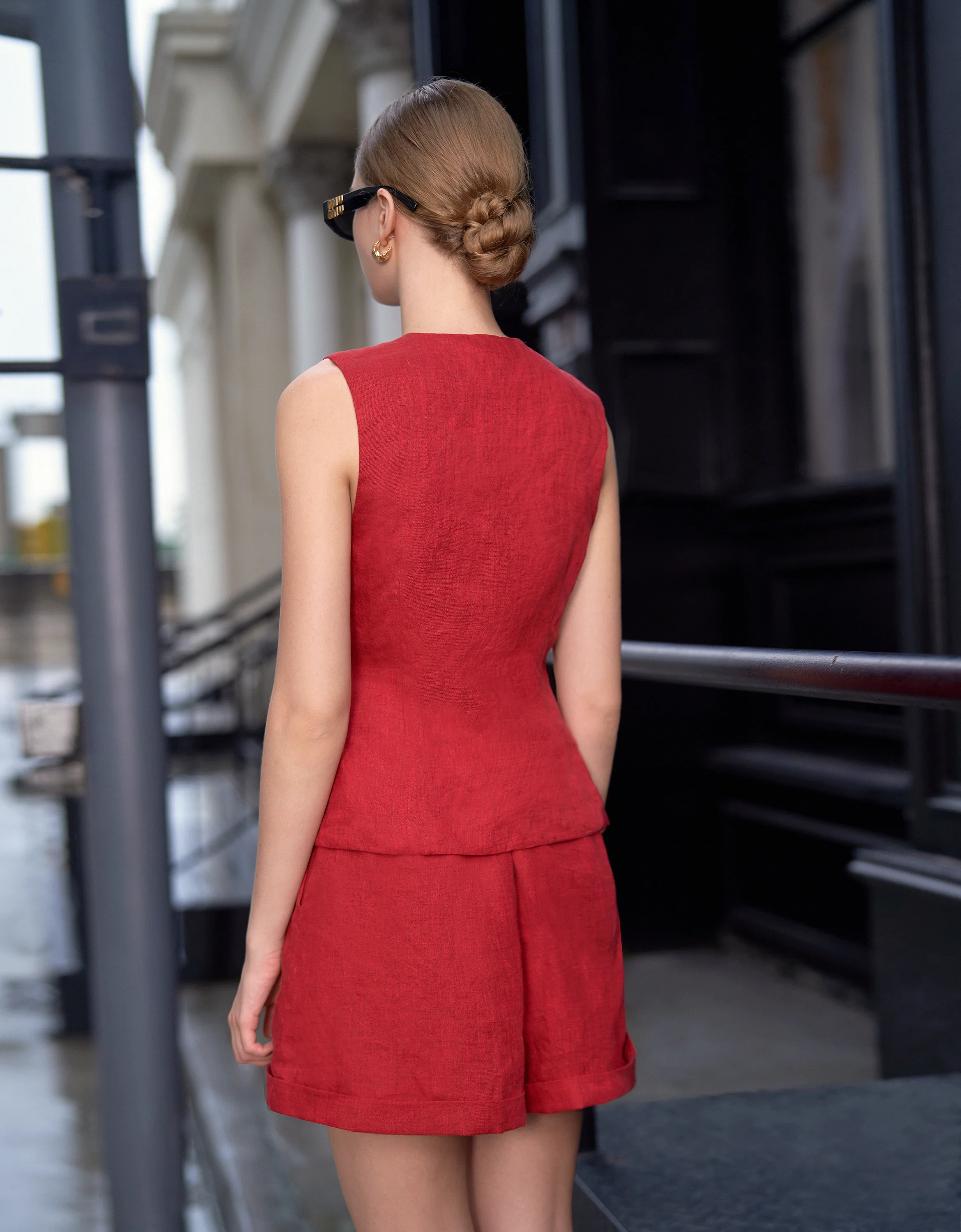 Sleeveless Wrap Linen Top - Image 5
