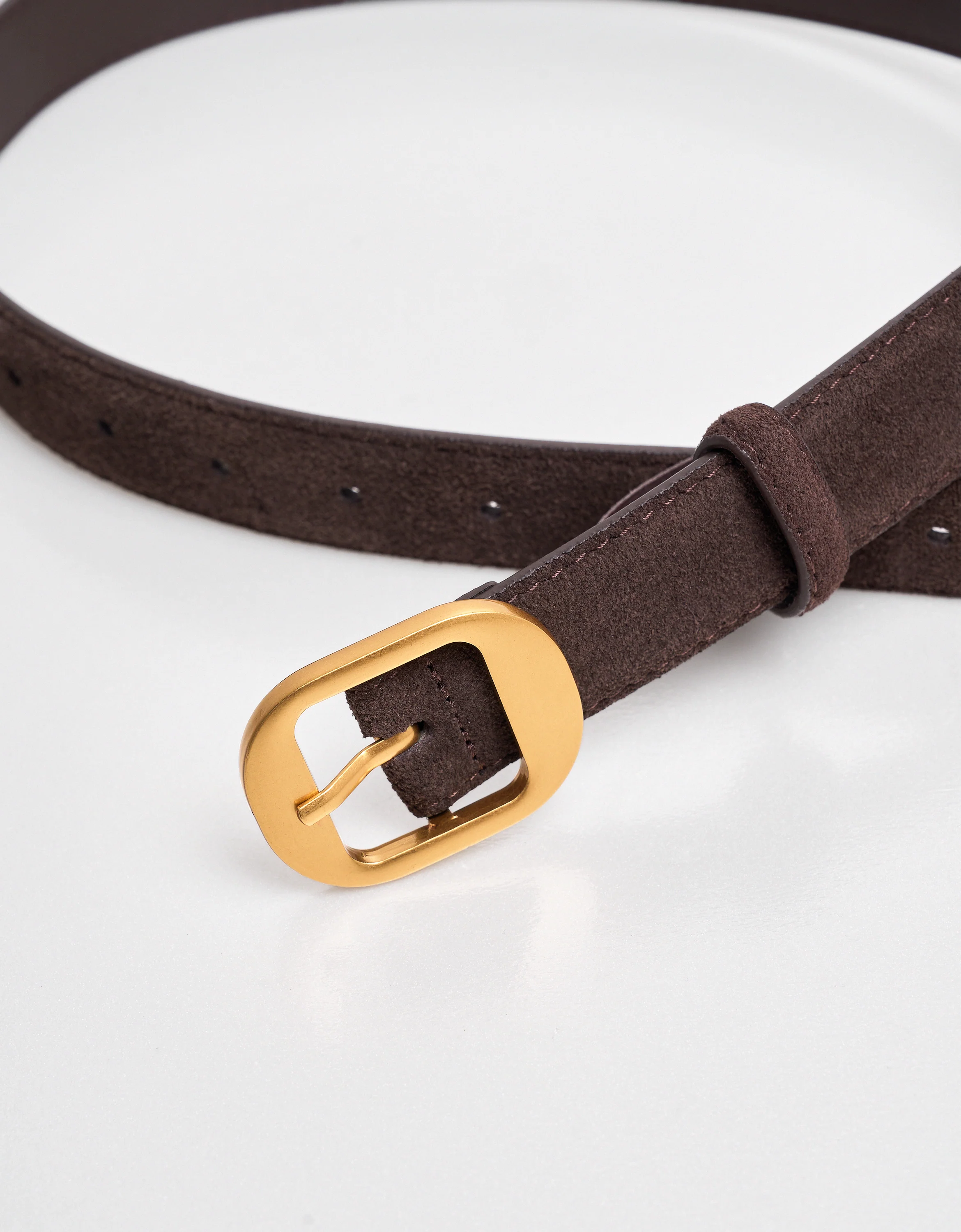 Square Buckle Suede Leather Belt - Image 3