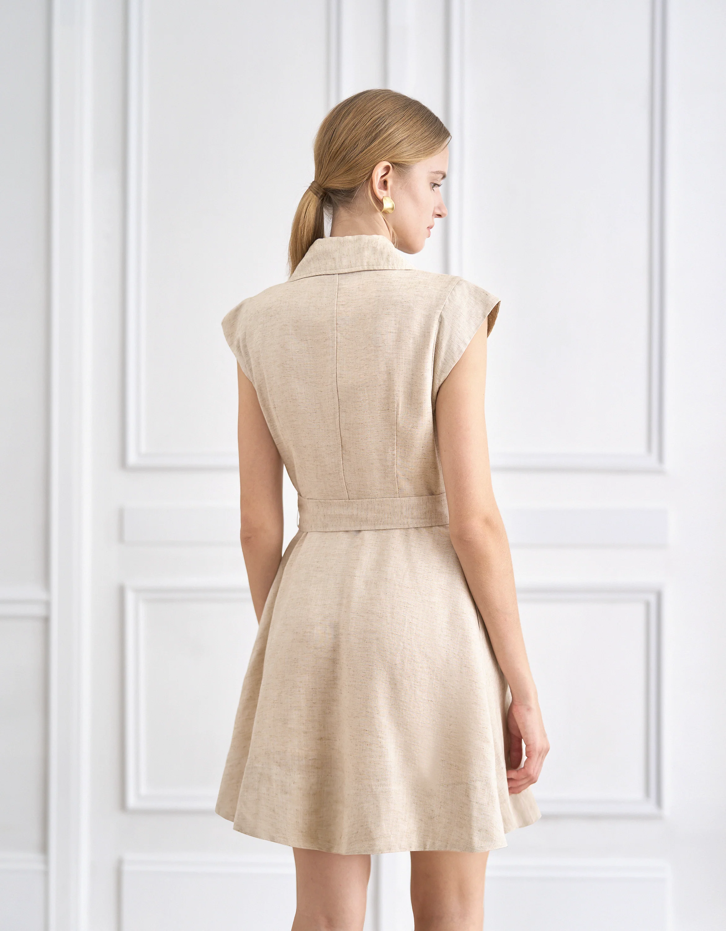 Tencel-linen Blend Short Sleeve Trench Dress - Image 5