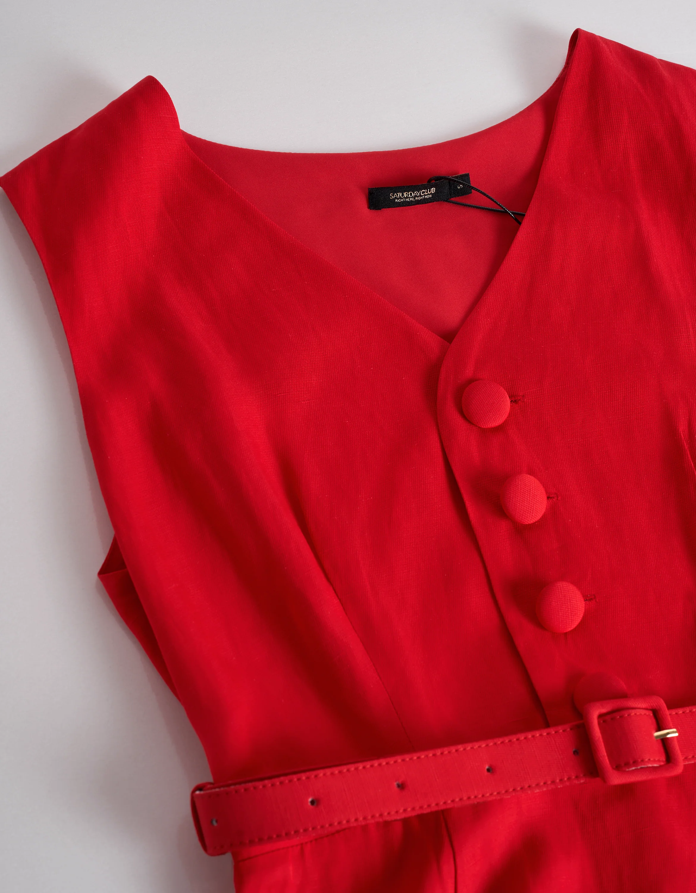 Tencel-Linen-Viscose Blend V-neck Sleeveless Midi Dress - Image 4