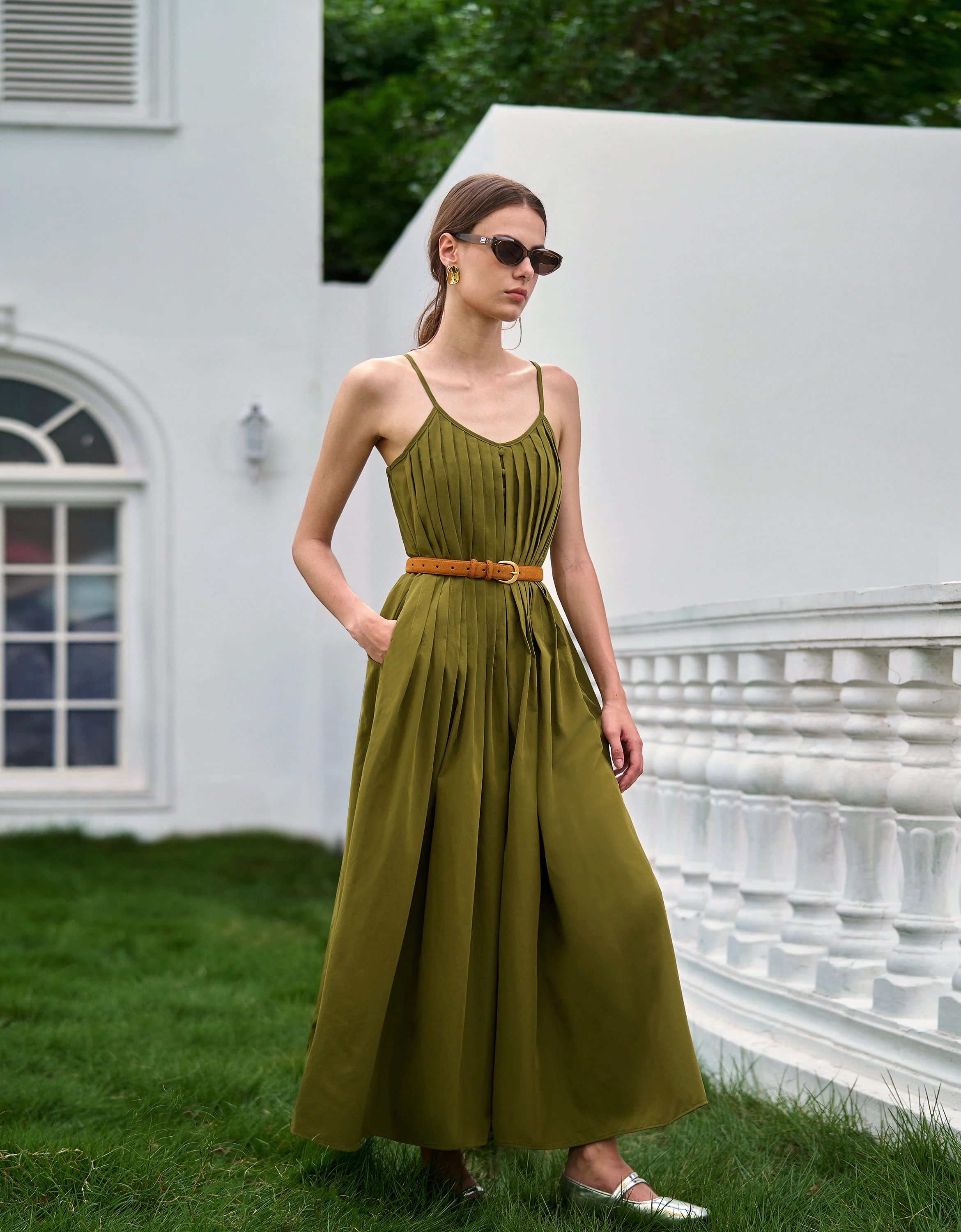 Tie Back Strap Pleated Jumpsuit - Image 2