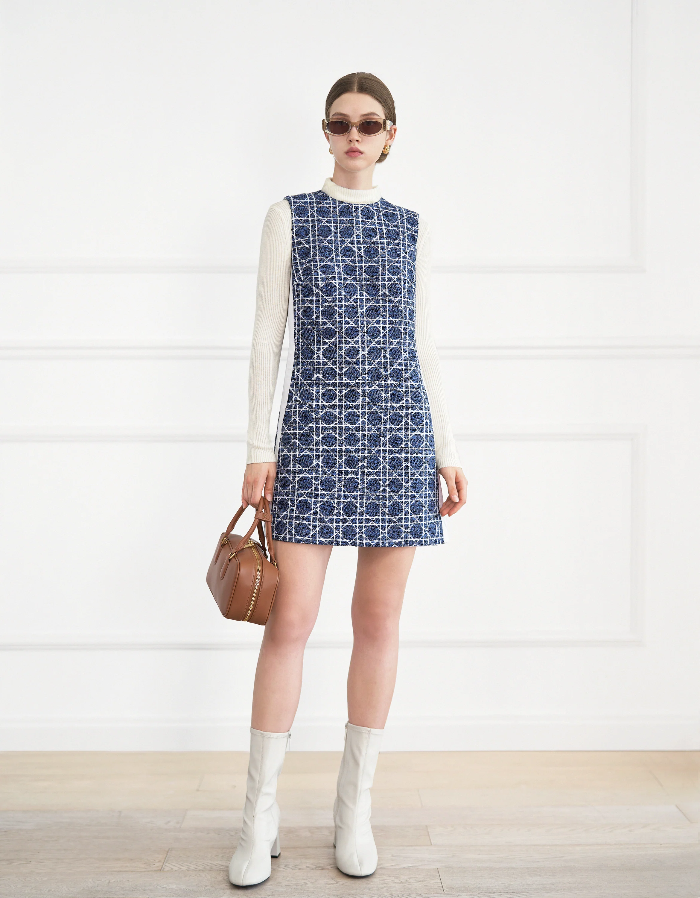 Two-tone Textured Shift Dress