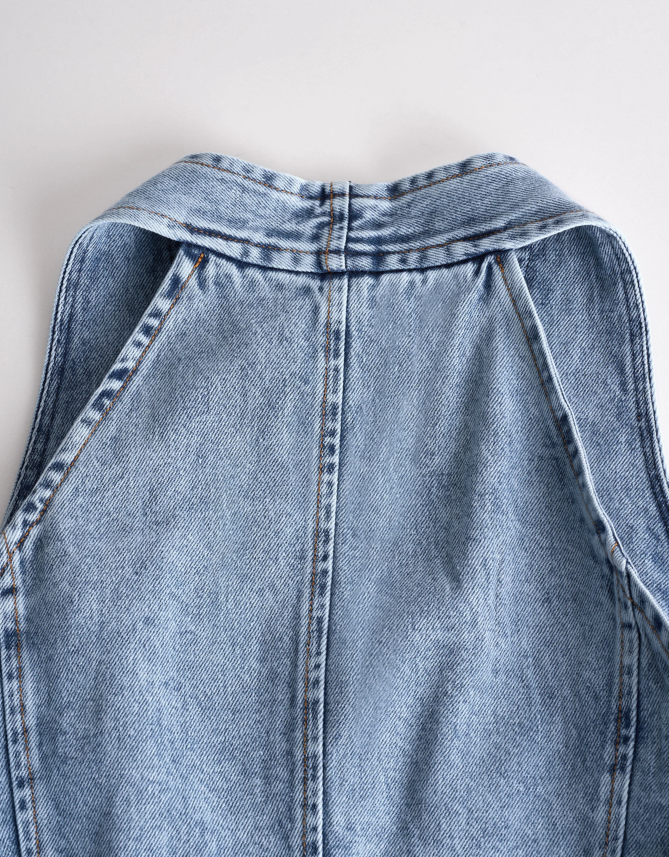 V-neck A-line Sleeveless Denim Dress - Image 7