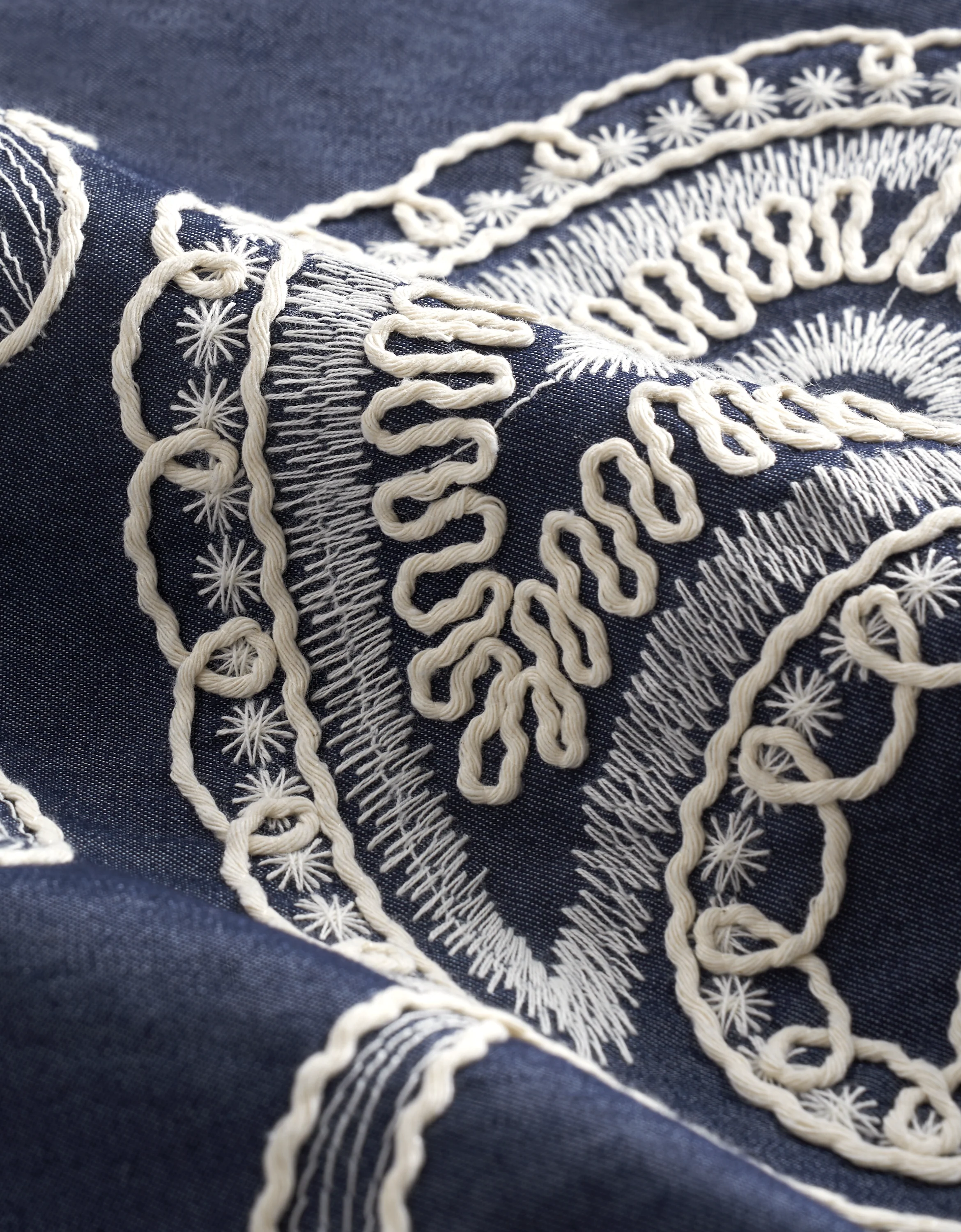 V-neck Embroidered Denim Dress - Image 11