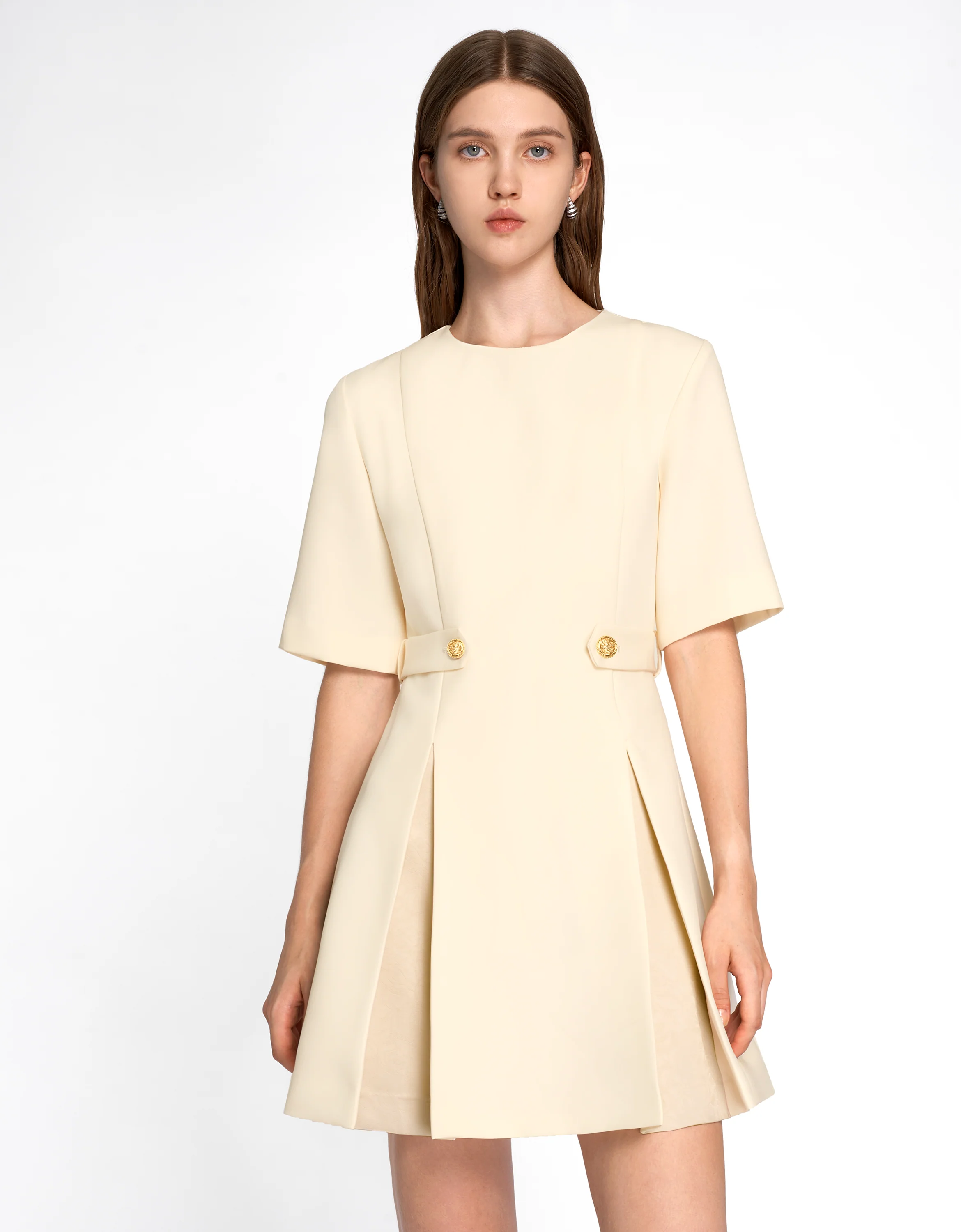 Waist Tab Pleated A-line Dress - Image 6