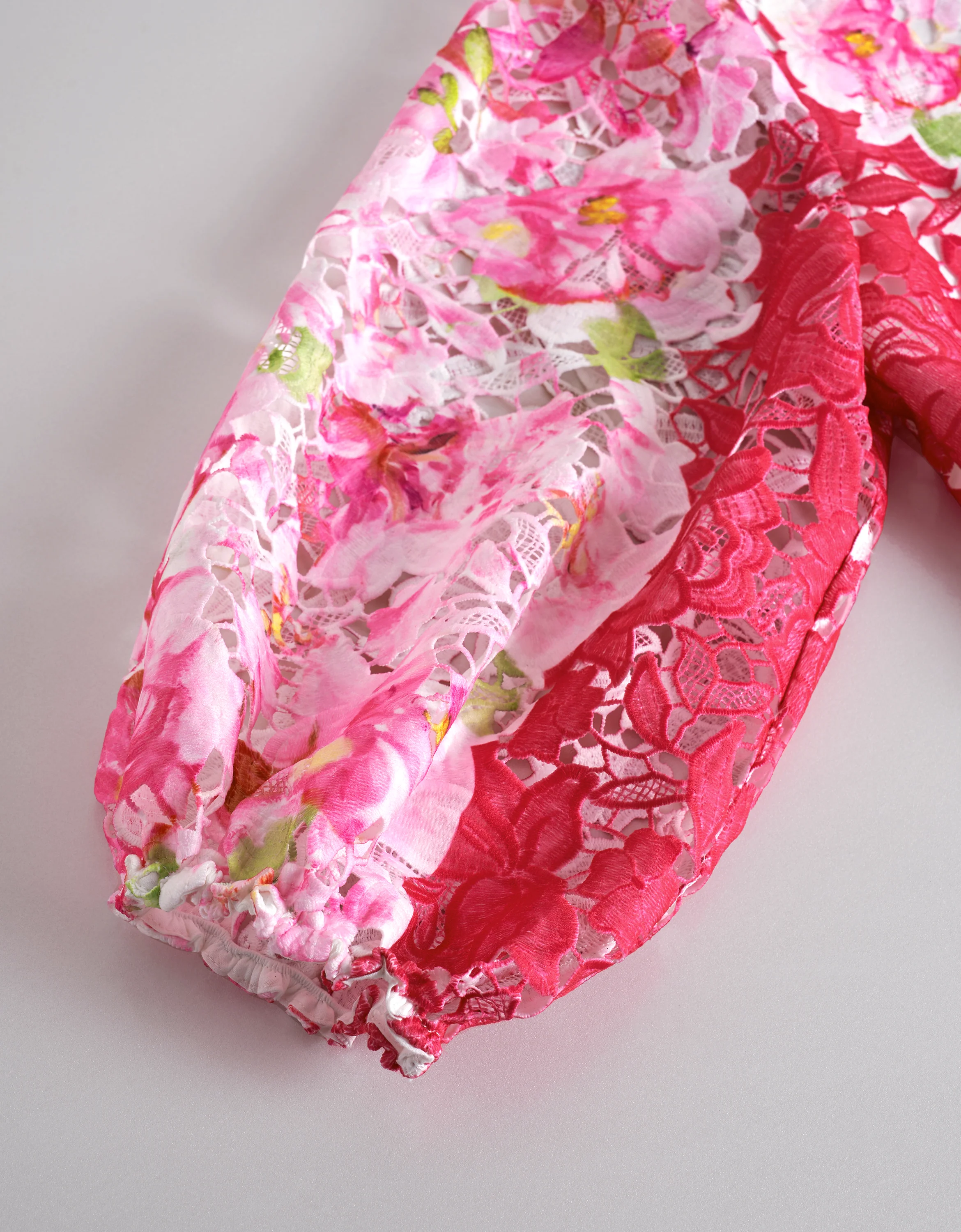 Waist Tie Printed Lace Top - Image 8